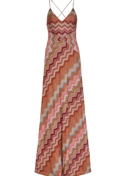 Chevron fine-knit maxi dress