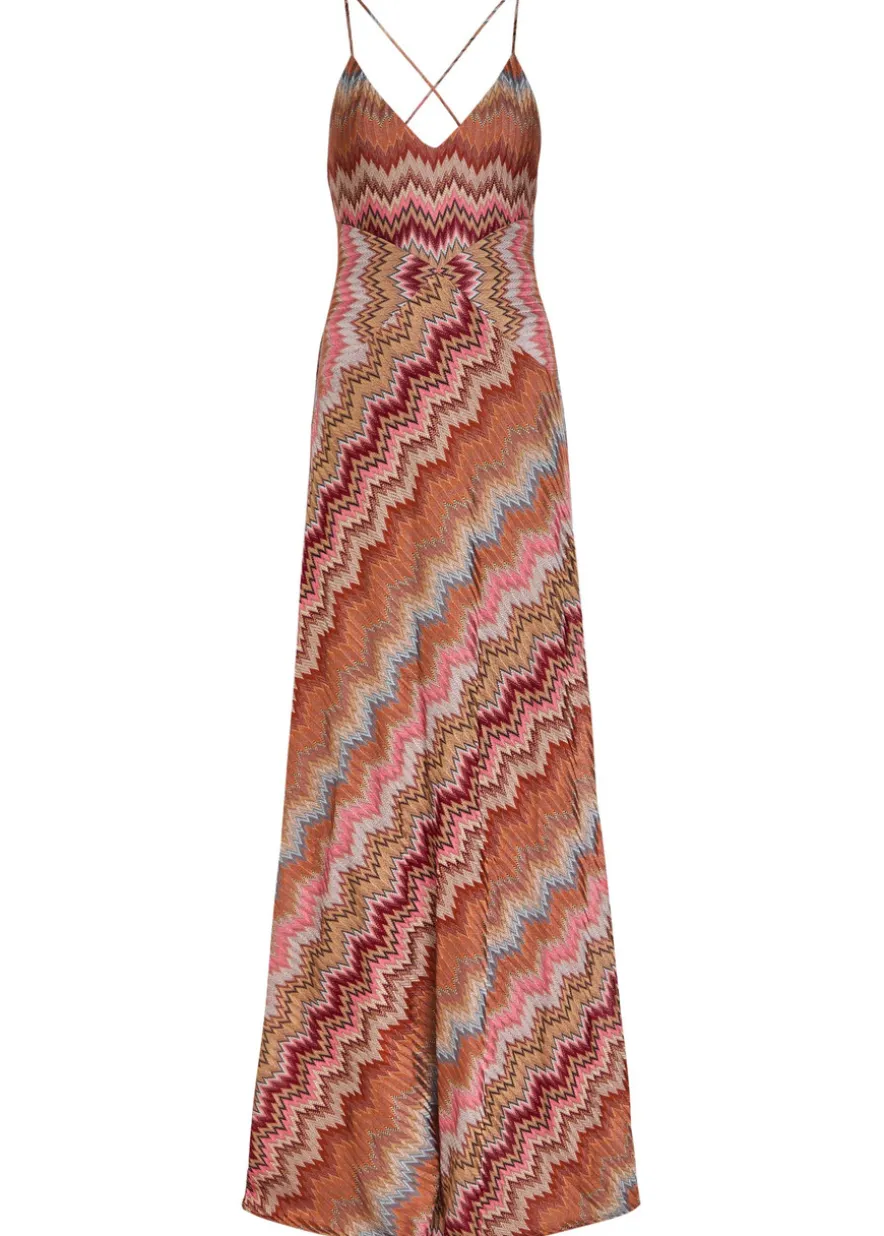 Chevron fine-knit maxi dress