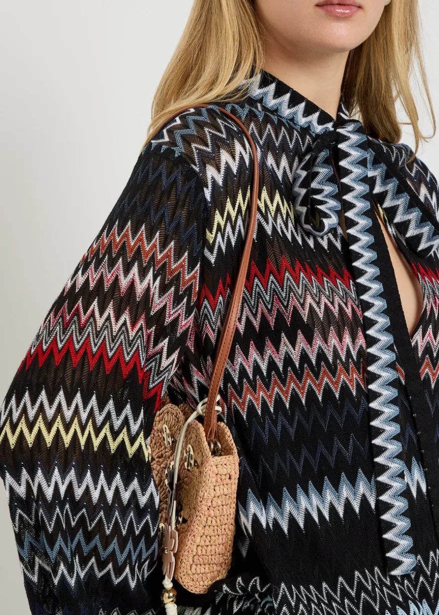 Chevron fine-knit mini dress