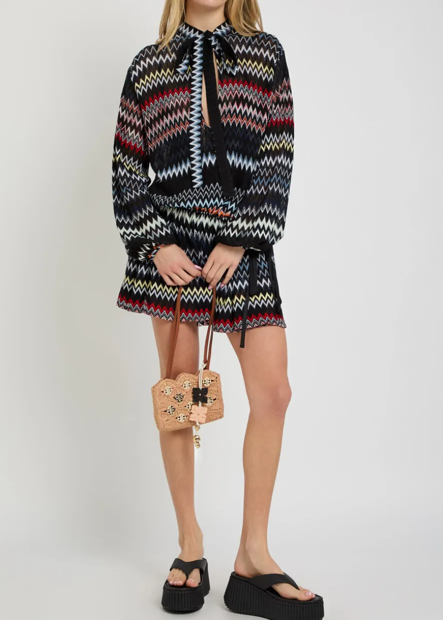 Chevron fine-knit mini dress
