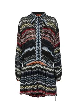 Chevron fine-knit mini dress