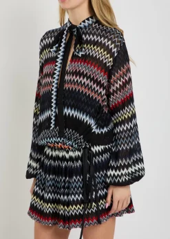Chevron fine-knit mini dress