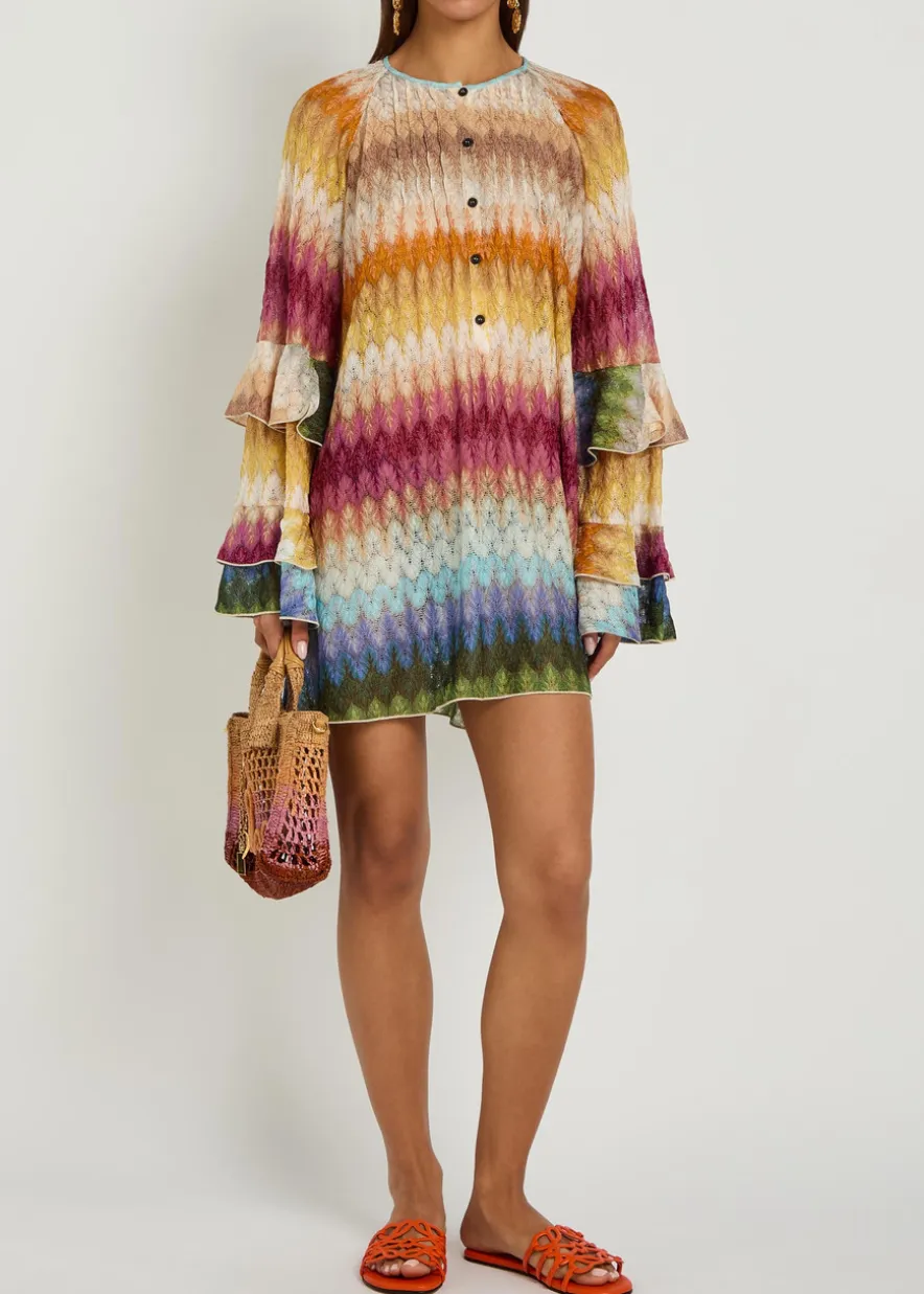 Chevron fine-knit mini dress
