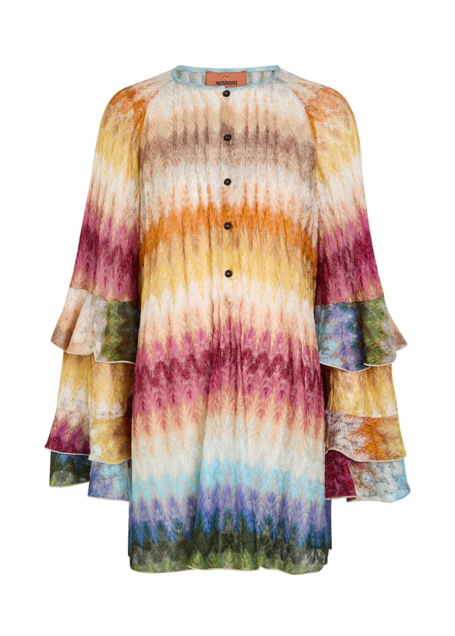 Chevron fine-knit mini dress