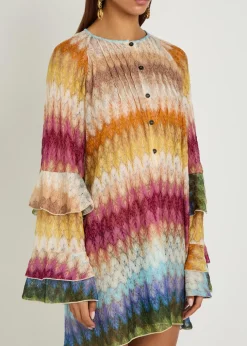 Chevron fine-knit mini dress