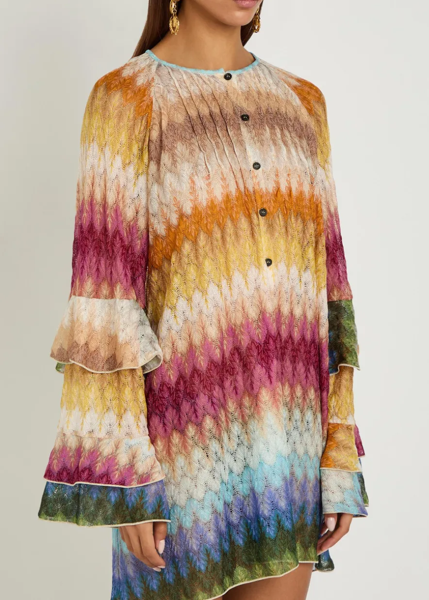 Chevron fine-knit mini dress