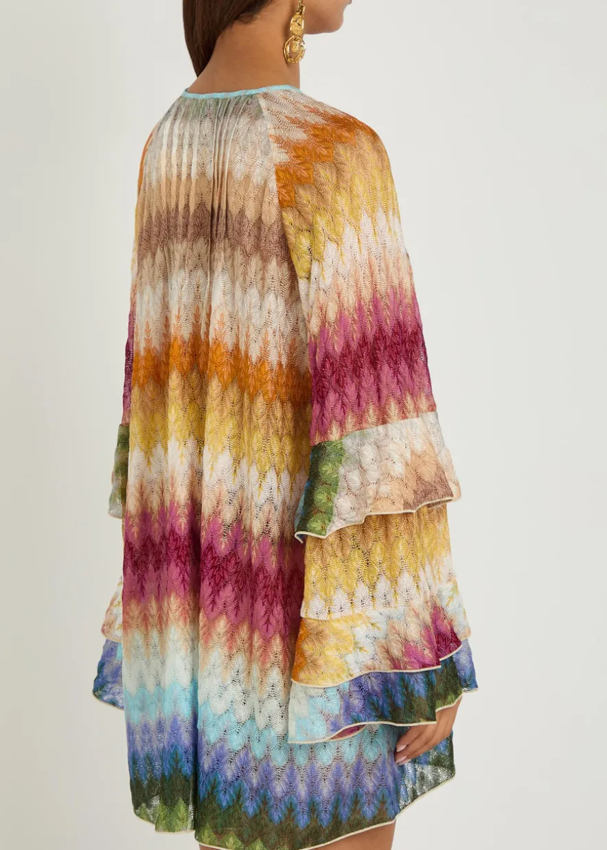 Chevron fine-knit mini dress