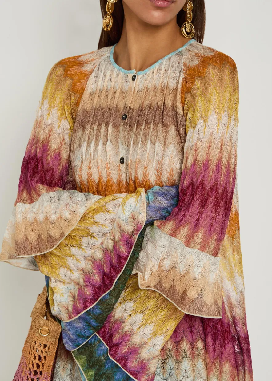 Chevron fine-knit mini dress