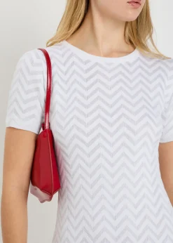 Chevron-knit cotton-blend midi dress