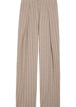 Chevron-knit straight-leg cotton-blend trousers