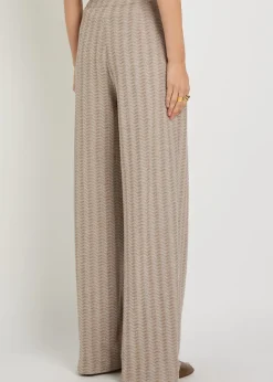 Chevron-knit straight-leg cotton-blend trousers