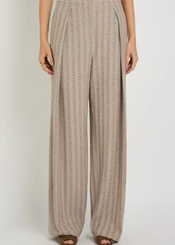Chevron-knit straight-leg cotton-blend trousers