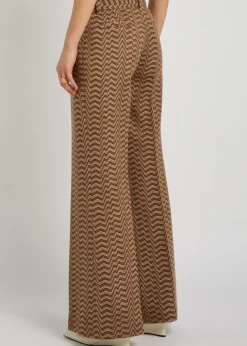 Chevron wide-leg wool-blend trousers