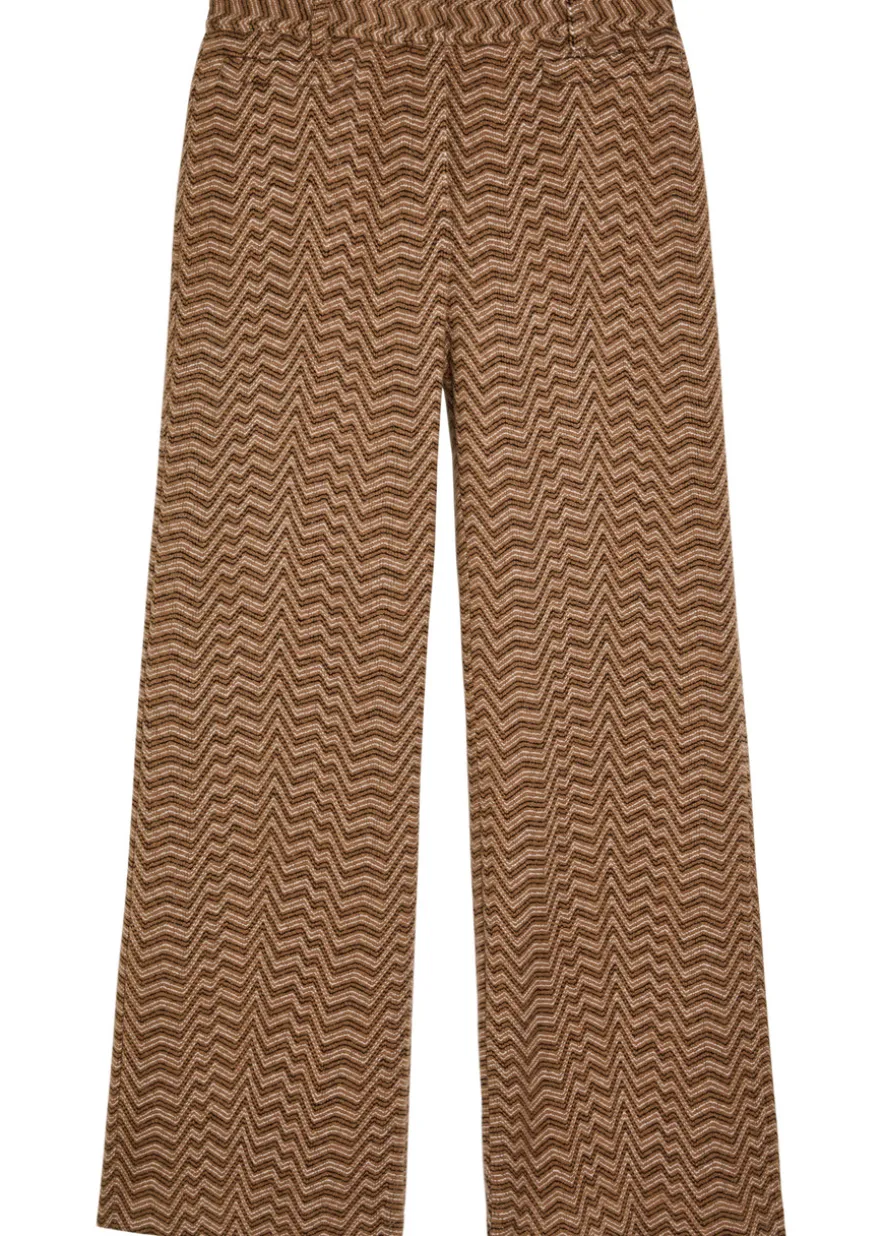 Chevron wide-leg wool-blend trousers