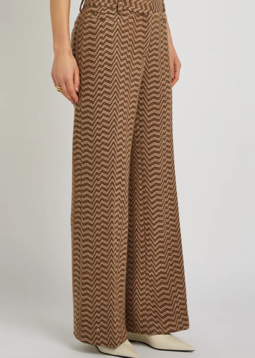 Chevron wide-leg wool-blend trousers