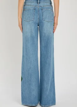 Chic floral-print straight-leg jeans