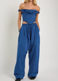 Chichi Corset draped taffeta crop top