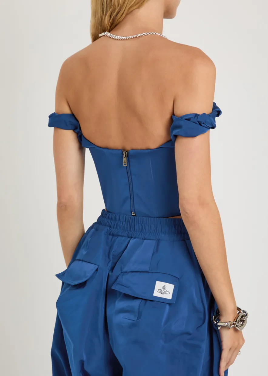 Chichi Corset draped taffeta crop top