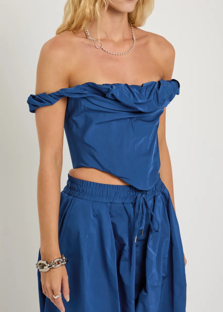 Chichi Corset draped taffeta crop top