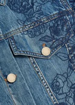 Chloe embroidered cut-out denim jacket