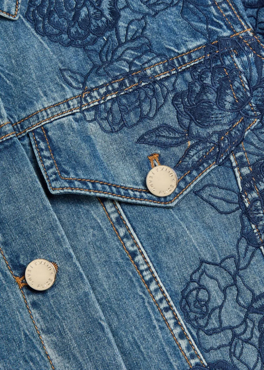Chloe embroidered cut-out denim jacket
