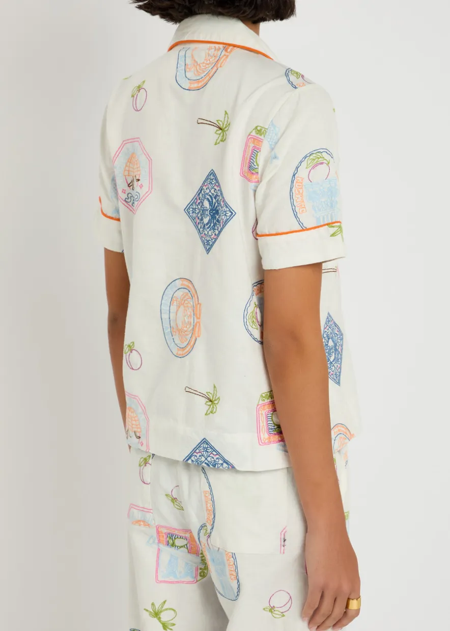 Chlo embroidered cotton-blend shirt