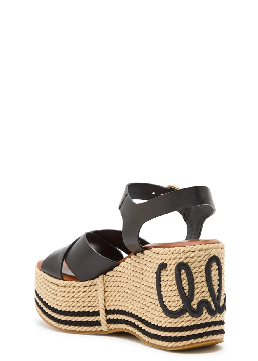 Chloé Sand 105 woven and leather wedge sandals