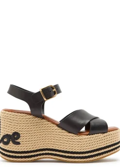 Chloé Sand 105 woven and leather wedge sandals