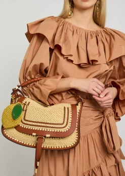 Chloé Symbols mirror raffia bag charm
