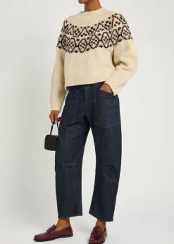 Chrissy patterned cashmere and silk-blend jumper