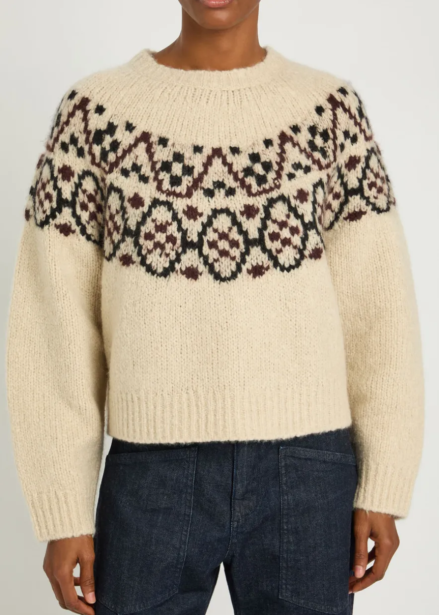 Chrissy patterned cashmere and silk-blend jumper