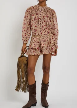 Christa ruffled floral-print cotton shirt