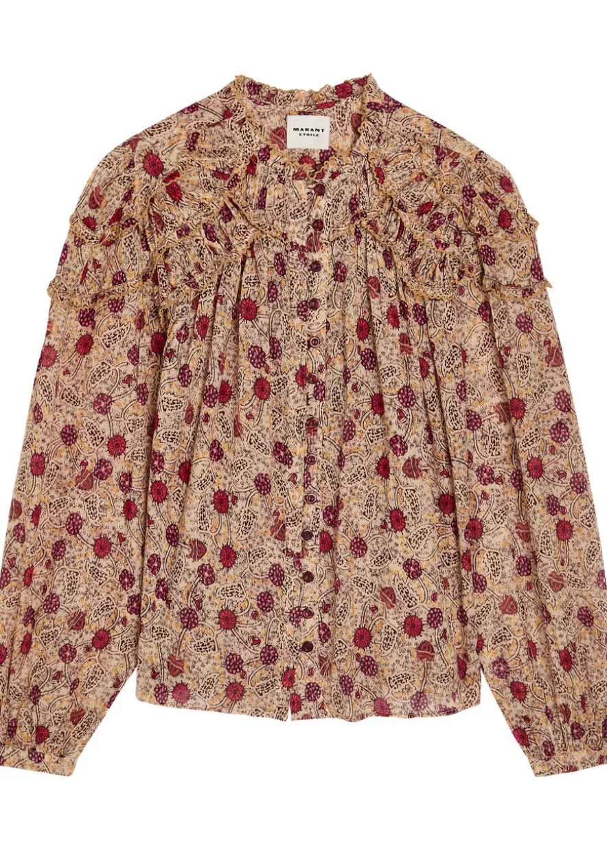 Christa ruffled floral-print cotton shirt