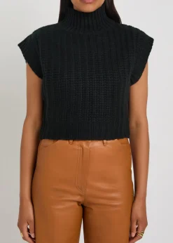 Chunky ribbed-knit cashmere vest