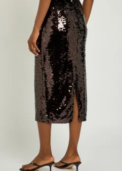 Ciara sequin-embellished mesh midi skirt