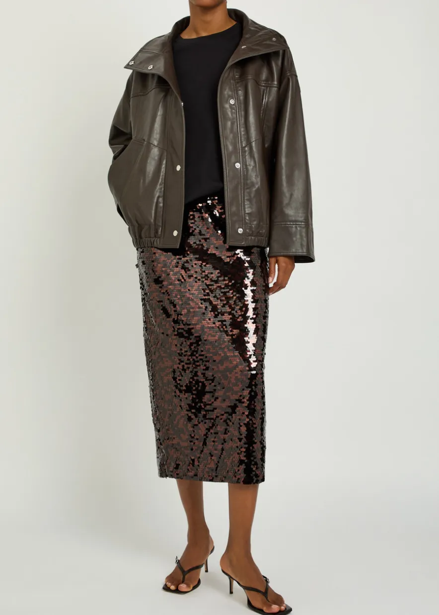 Ciara sequin-embellished mesh midi skirt
