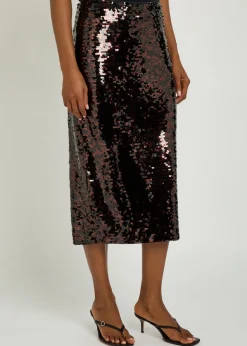 Ciara sequin-embellished mesh midi skirt