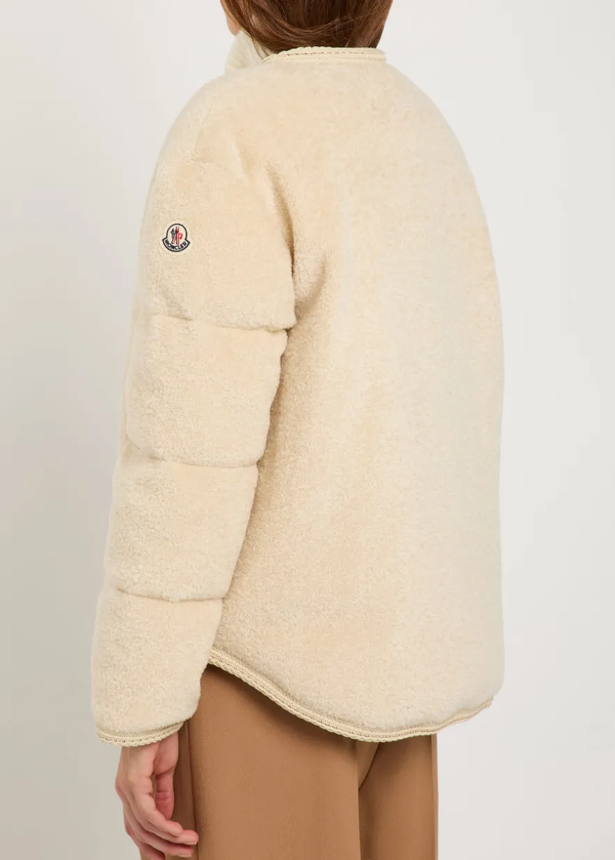Ciboulette braided-trim padded fleece parka coat