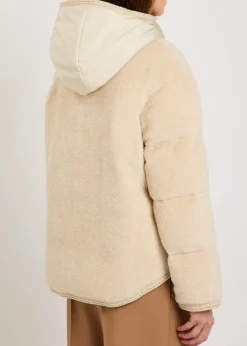 Ciboulette braided-trim padded fleece parka coat