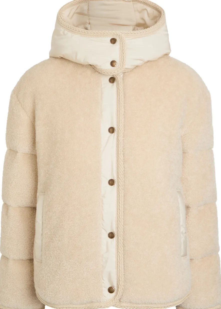 Ciboulette braided-trim padded fleece parka coat