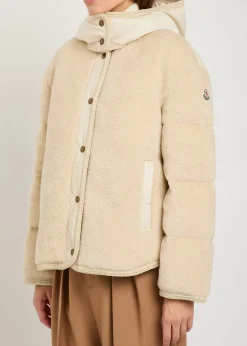 Ciboulette braided-trim padded fleece parka coat