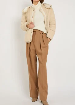 Ciboulette braided-trim padded fleece parka coat