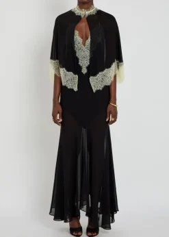 Cielo lace-trimmed chiffon cape and maxi dress