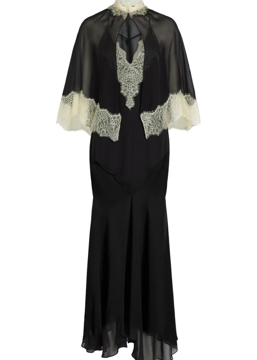 Cielo lace-trimmed chiffon cape and maxi dress