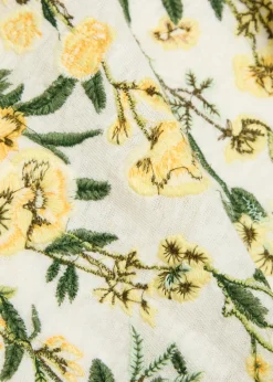 Cindy floral-embroidered linen T-shirt