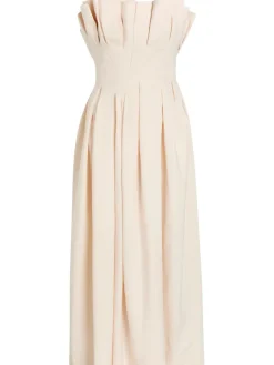 Claude pleated woven midi dress