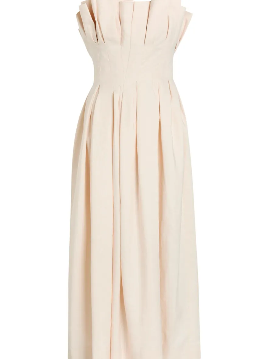 Claude pleated woven midi dress