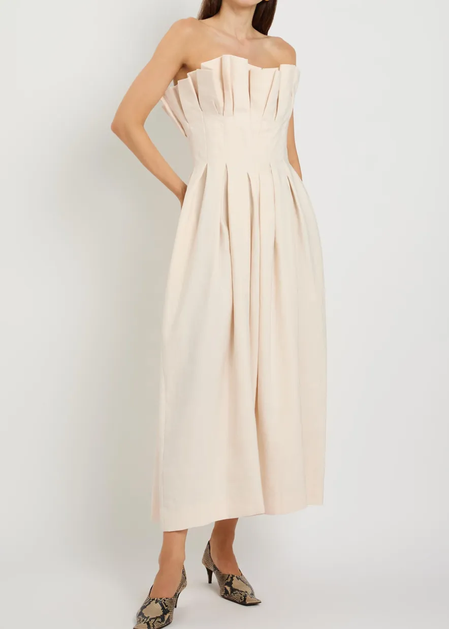 Claude pleated woven midi dress