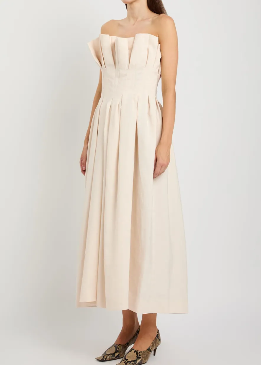 Claude pleated woven midi dress
