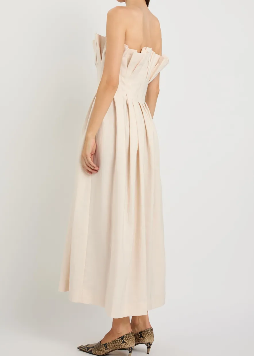 Claude pleated woven midi dress